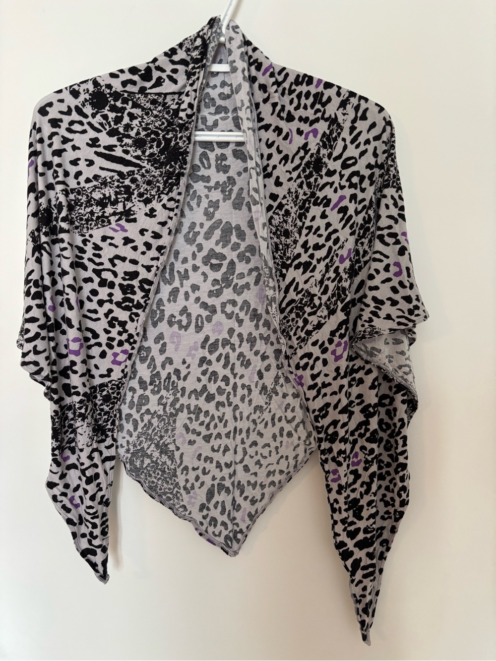 Soaked in Luxury Leopard Print Gray with Black & Purple Accents Scarf